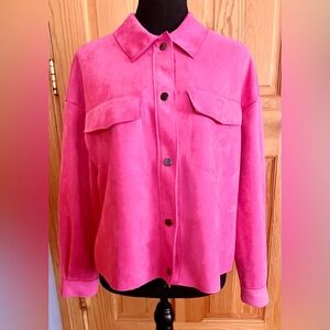 ZARA Pink Faux Suede Oversized Shirt Jacket Shacket Size Small Like New